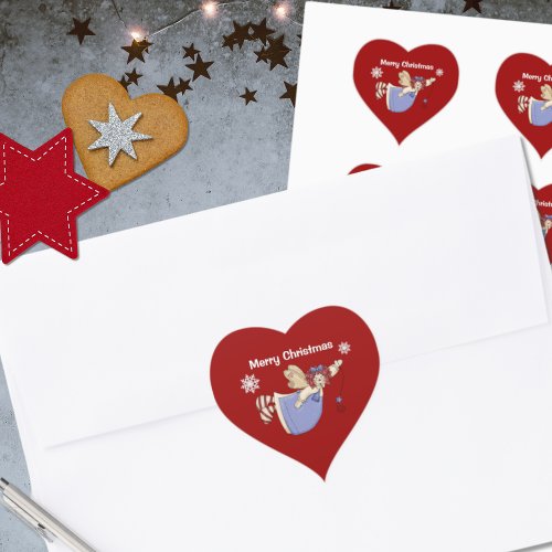 Raggedy Ann Angel Christmas Heart Sticker