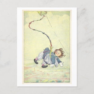 Raggedy Ann on a Kite 1918 Illustration Postcard