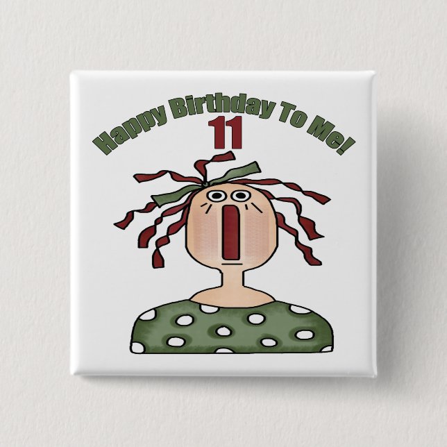 Raggedy Annie 11th Birthday Gifts Pinback Button (Front)