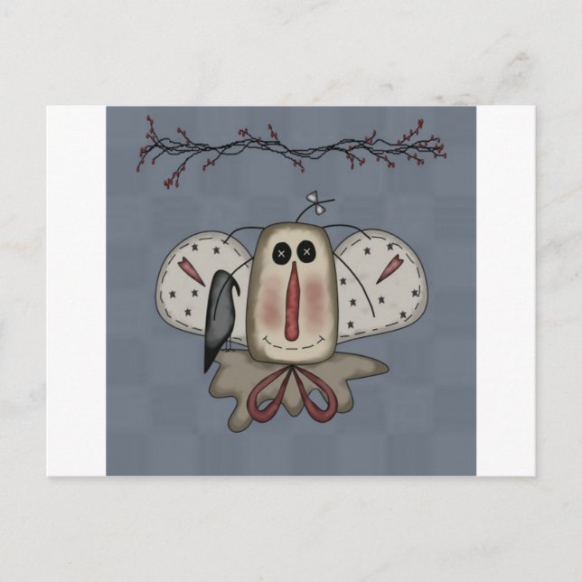 Raggedy Annie Doll With Crow Postcard (Front)