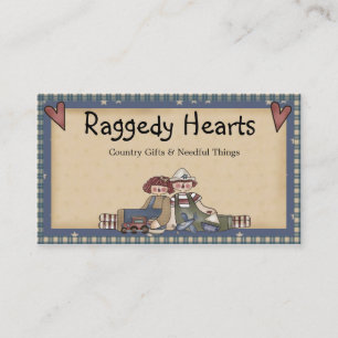 Raggedy Hearts Primitive Country Business Card
