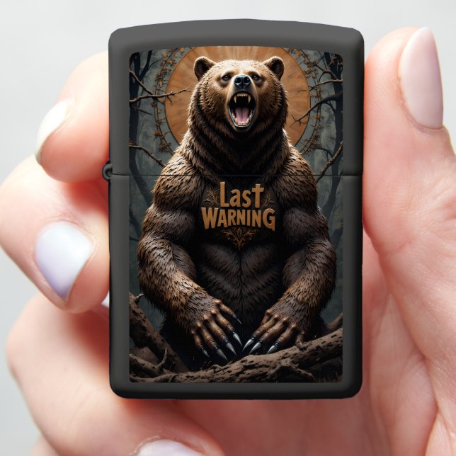 🐻 Raging Bear Gold Halo Claws Zippo Lighter (In Hand)