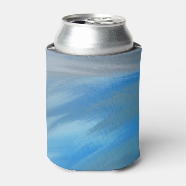 Raging Blue Wave Fluid Marble Can Cooler (Can Front)