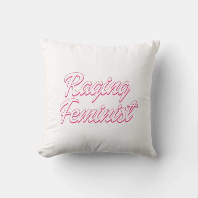 Raging Feminist Doll  Throw Pillow (Front)