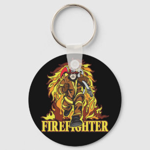 Raging Flames Firefighter Keychain