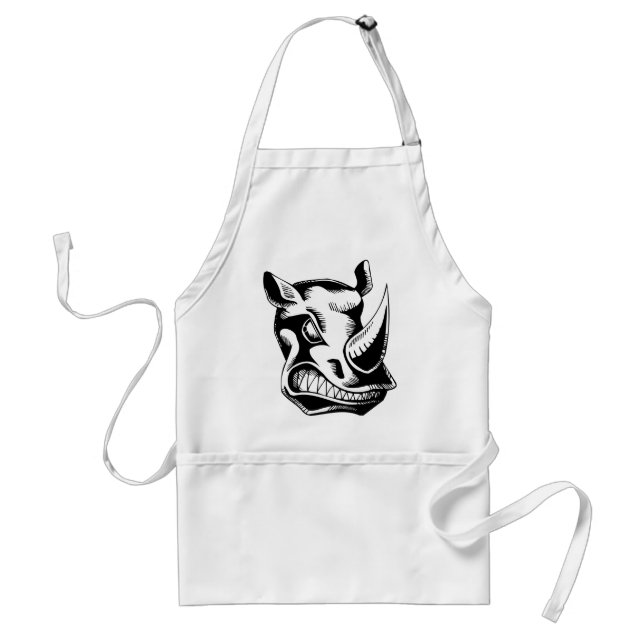 RAGING RHINO TATTOO TRIBAL VECTOR GRAPHIC ADULT APRON (Front)