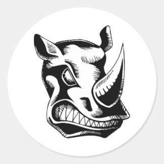 RAGING RHINO TATTOO TRIBAL VECTOR GRAPHIC CLASSIC  ROUND STICKER