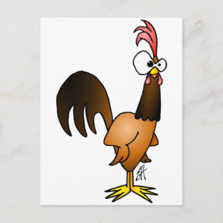 Raging rooster postcard