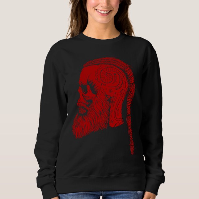 Ragnar Lodbrok T  Viking Ragnar Skull T Sweatshirt (Front)
