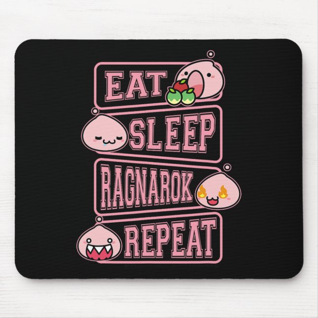 Ragnarok Poring Eat Sleep Repeat Gamer Meme Tee  Mouse Pad (Front)