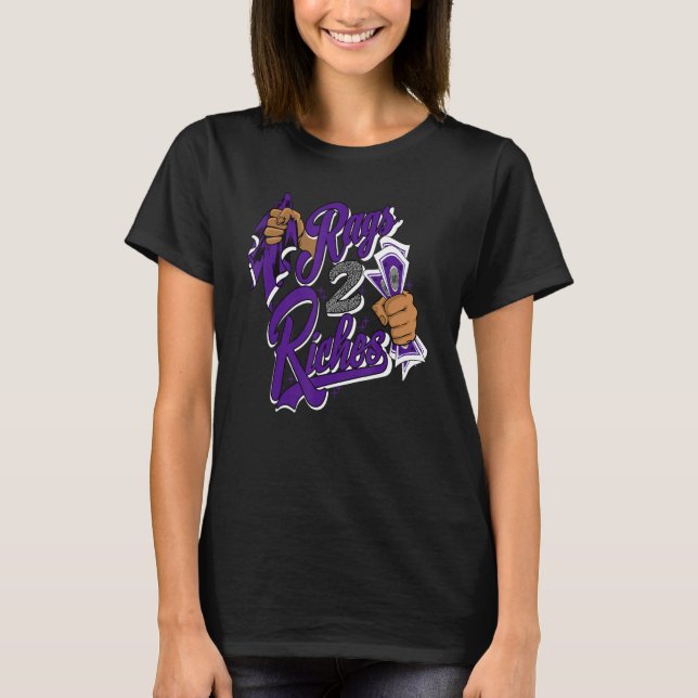 Rags 2 Riches Money Matching Dark Iris 3s Matching T-Shirt (Front)