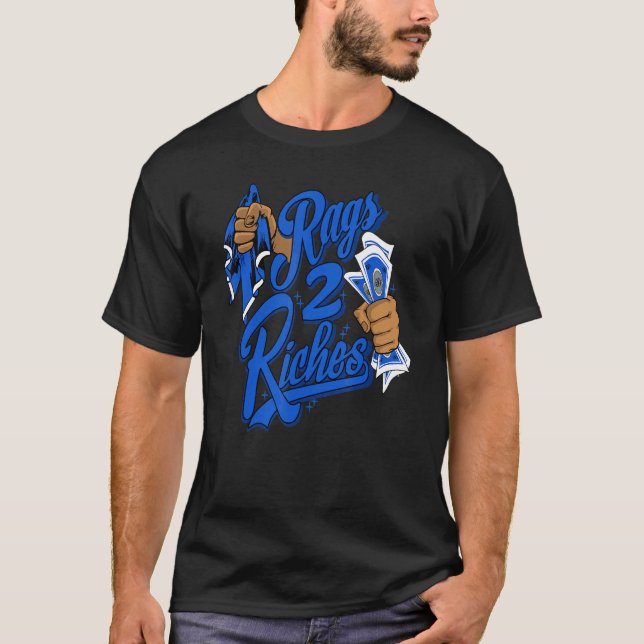 Rags 2 Riches Racer Blue 5s Matching T-Shirt (Front)