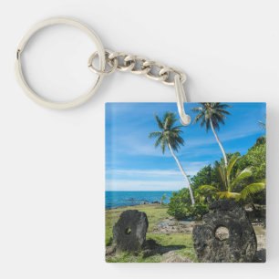 Rai Stones On Yap Island Keychain