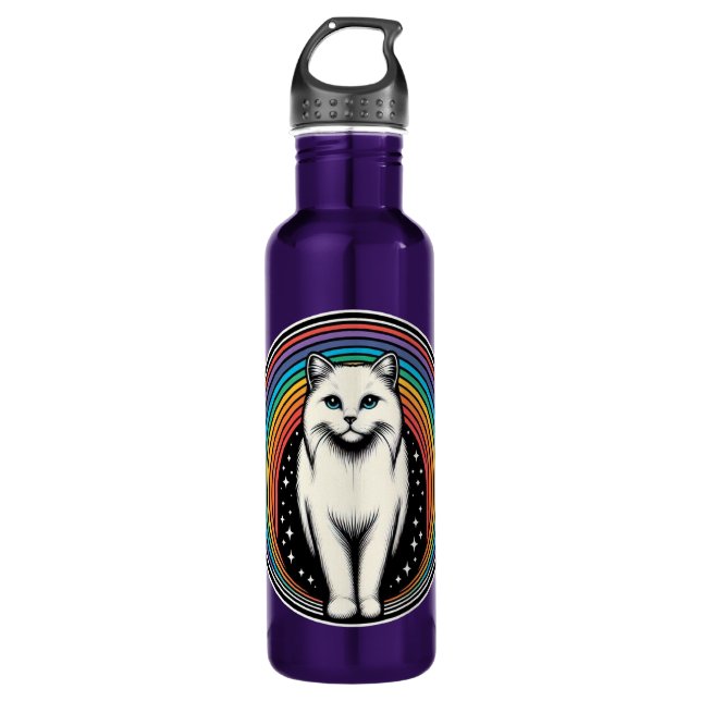 Raibow Cat Stainless Steel Water Bottle (Front)
