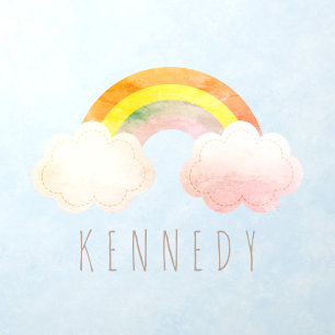 Raibow & Clouds Nursery Kids' Room Name Wall Decal