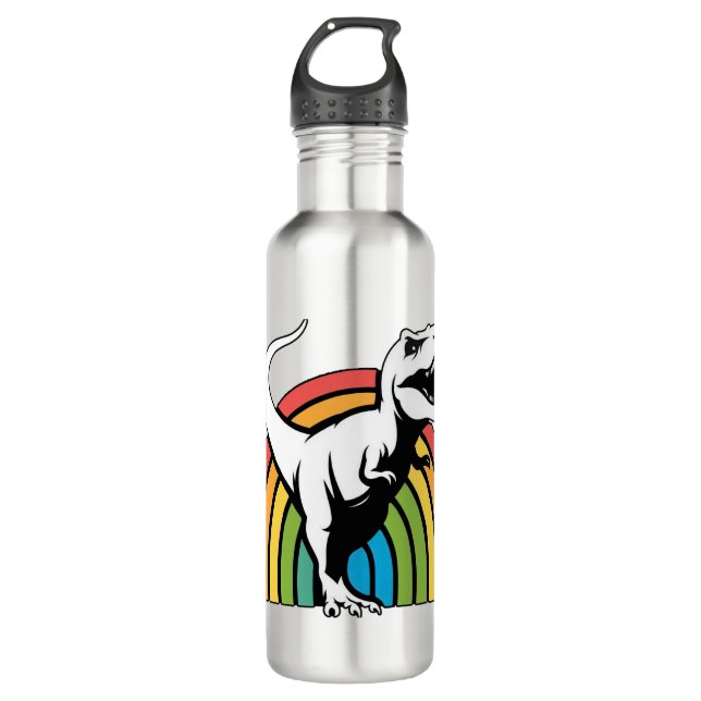 Raibow T-Rex Stainless Steel Water Bottle (Front)