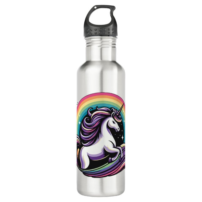 Raibow Unicorn Stainless Steel Water Bottle (Front)