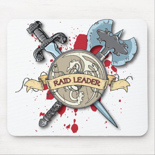 RAID LEADER Tattoo _ Sword Axe and Shield Mouse Pad