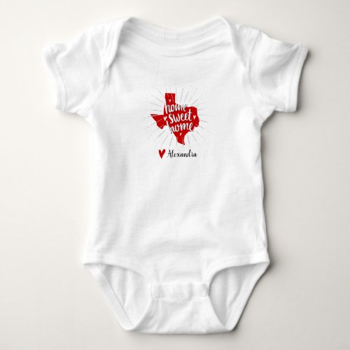 Raider Red and Black Home Sweet Home Texas Baby Bodysuit