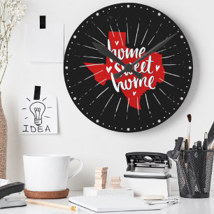Raider Red and Black Home Sweet Home - Texas Round Clock