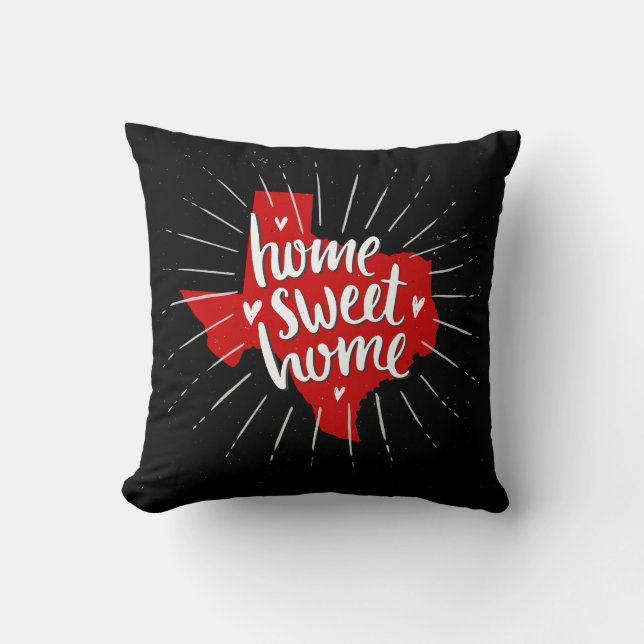 Raider Red and Black Home Sweet Home - Texas Throw Pillow (Front)