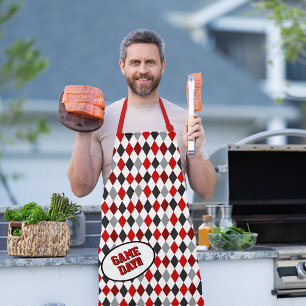 Raider Red Argyle Pattern Game Day Apron