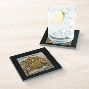 Raiders of Noah’s Ark Cartoon by Rick London Glass Coaster