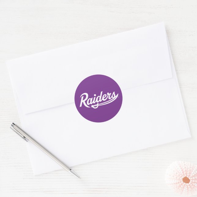 Raiders Script Classic Round Sticker (Envelope)