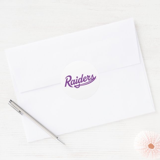 Raiders Script Classic Round Sticker (Envelope)