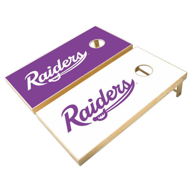 Raiders Script Cornhole Set (Angled)