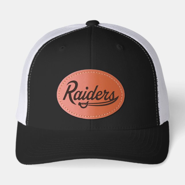Raiders Script Leather Patch Hat (Front)