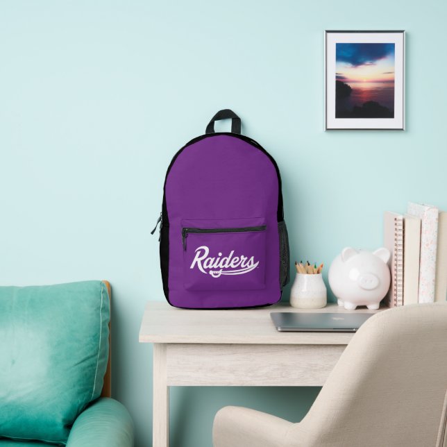Raiders Script Printed Backpack (Insitu)