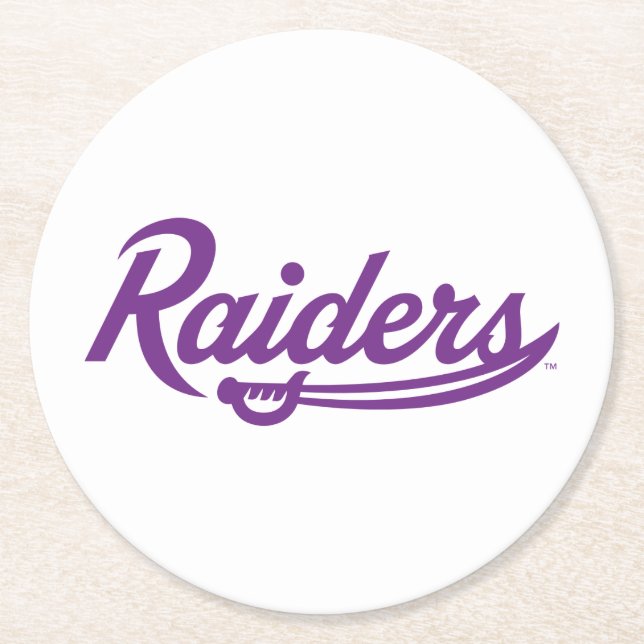 Raiders Script Round Paper Coaster (Front)