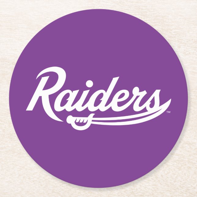 Raiders Script Round Paper Coaster (Front)