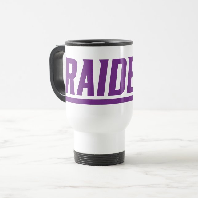 Raiders Text Travel Mug (Front Left)