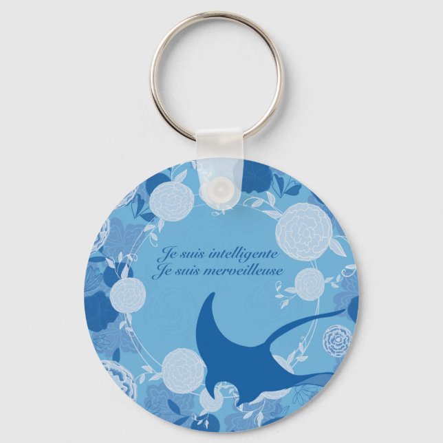 raie, fleur de vie, orange, mandala, zen, chakra, keychain (Front)