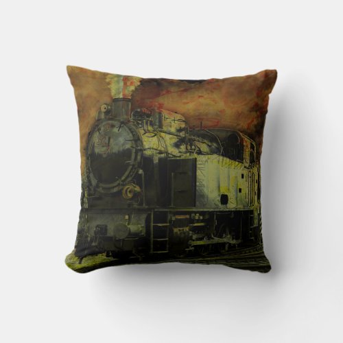 Rail Blazer _ Vintage Steam Train Throw Pillow