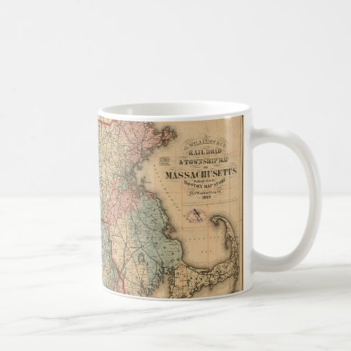 Rail Road  Township Map of Massachusetts 1879 Coffee Mug