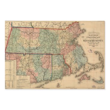 Rail Road & Township Map of Massachusetts, 1879 Wrapping Paper Sheets