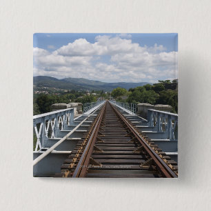 Rail Tracks On Top Of Eiffel Bridge Pinback Button