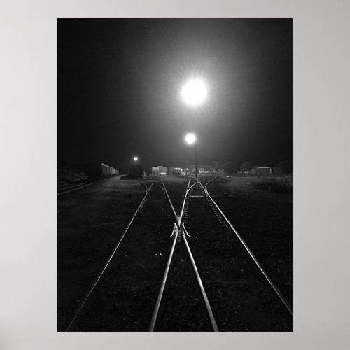 Rail Yard At Night Poster