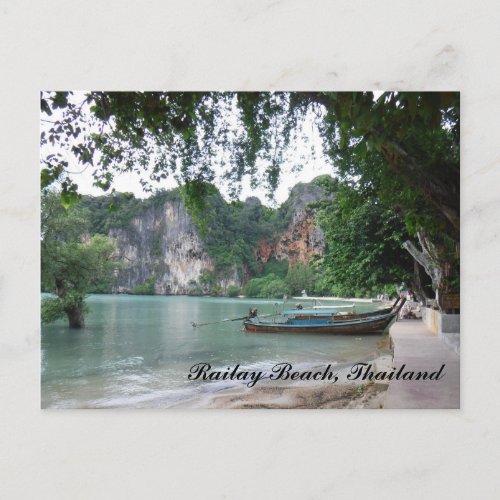 Railay Beach Long tail boat postcard