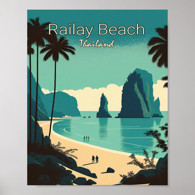 Railay Beach Minimalist Vintage Travel Poster  (Front)