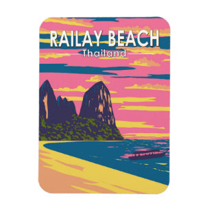 Railay Beach Thailand Travel Art Vintage Magnet