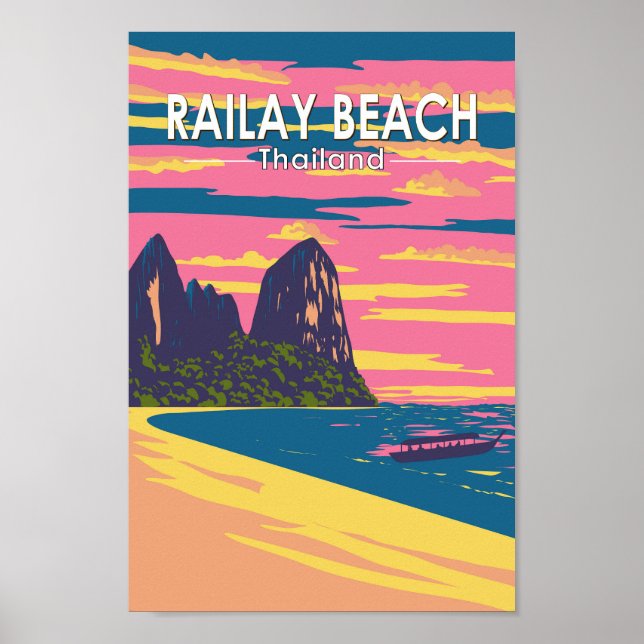 Railay Beach Thailand Travel Art Vintage Poster (Front)