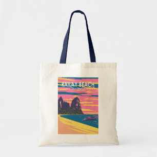 Railay Beach Thailand Travel Art Vintage Tote Bag