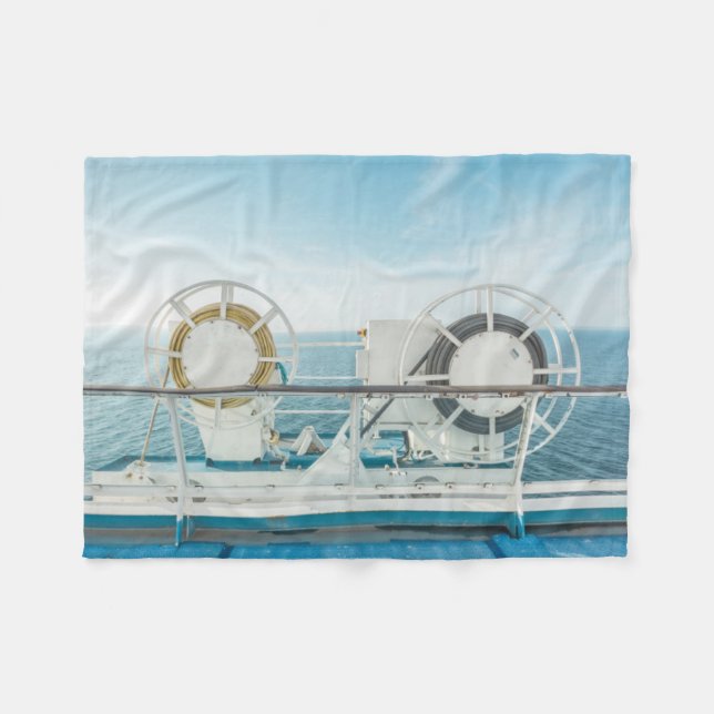 Railing Of A Cruise Ship Fleece Blanket (Front (Horizontal))