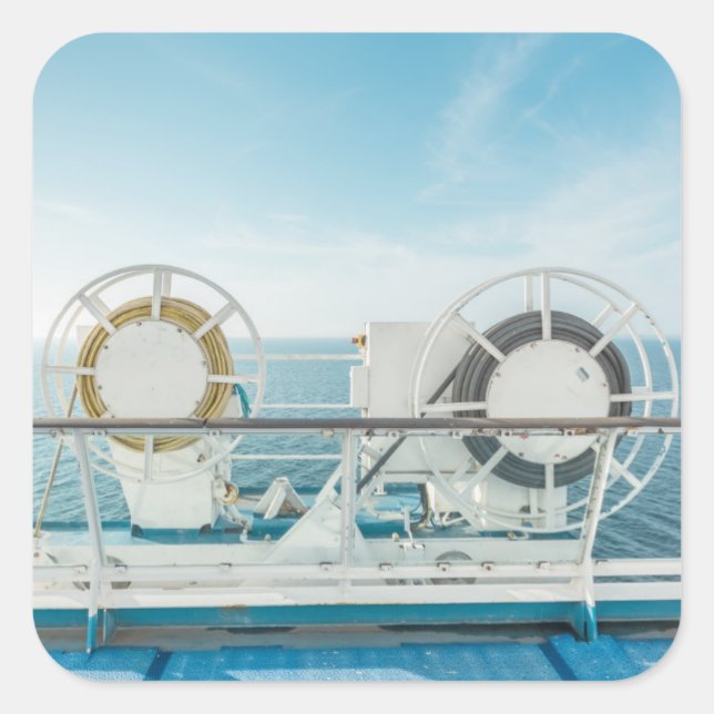 Railing Of A Cruise Ship Square Sticker (Front)