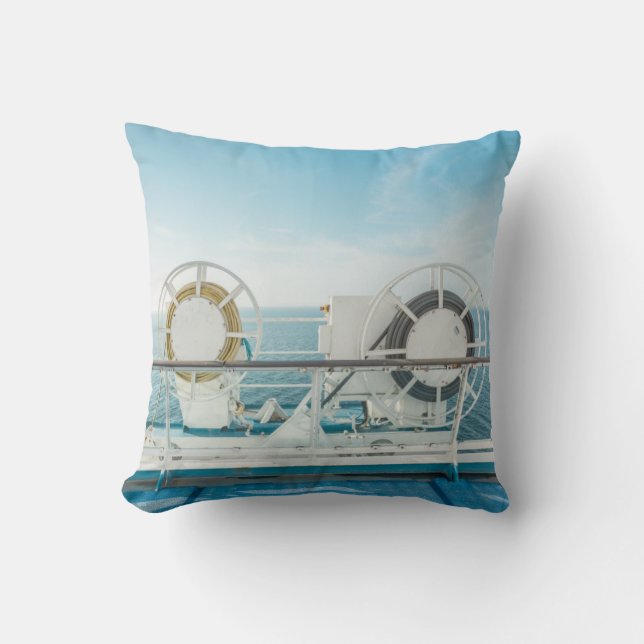 Railing Of A Cruise Ship Throw Pillow (Front)
