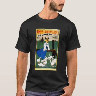 Railroad Advertiset London Weymouth Feeding Swans T-Shirt